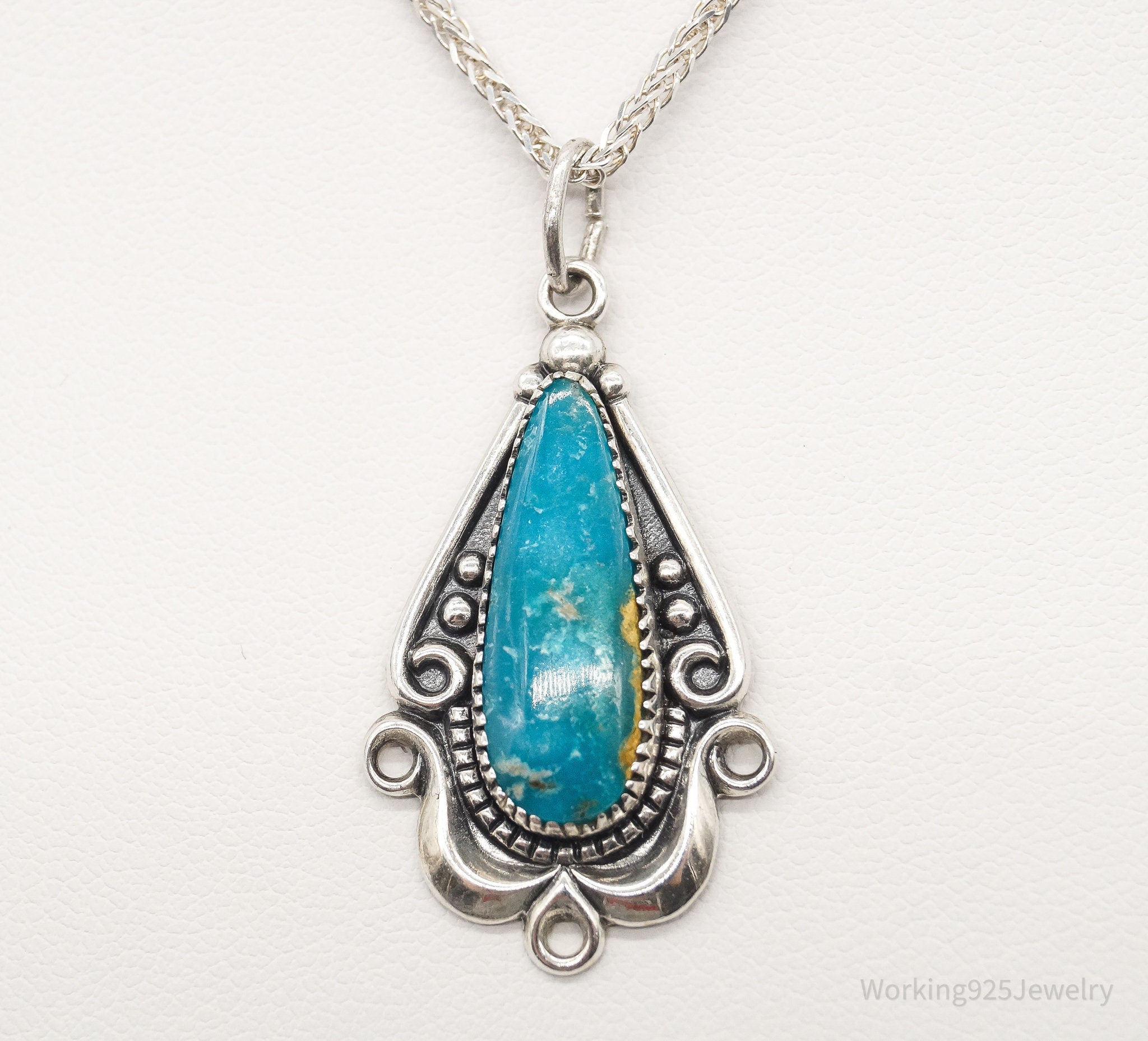 Vintage Native American Bell Trading Post Turquoise Sterling Silver Necklace | Jewelry > Necklaces > Pendants | Wiccan Center