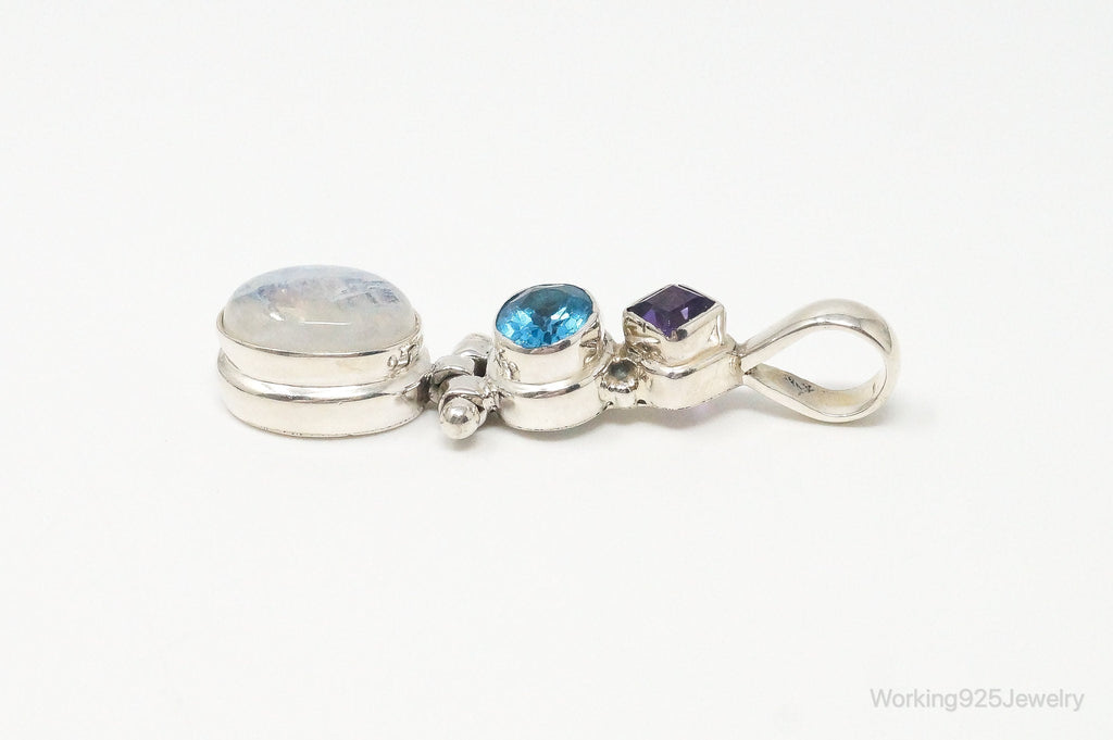 Large Vintage Blue Topaz Amethyst Moonstone Sterling Silver Pendant | Jewelry > Necklaces > Pendants | Wiccan Center