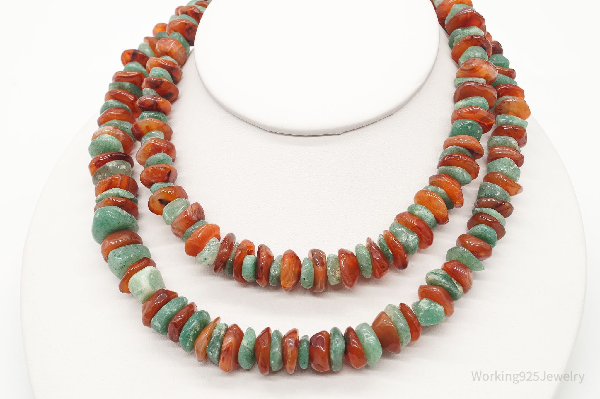 Chunky Vintage Aventurine Carnelian Beaded Necklace 30" | Jewelry > Necklaces > Pendants | Wiccan Center