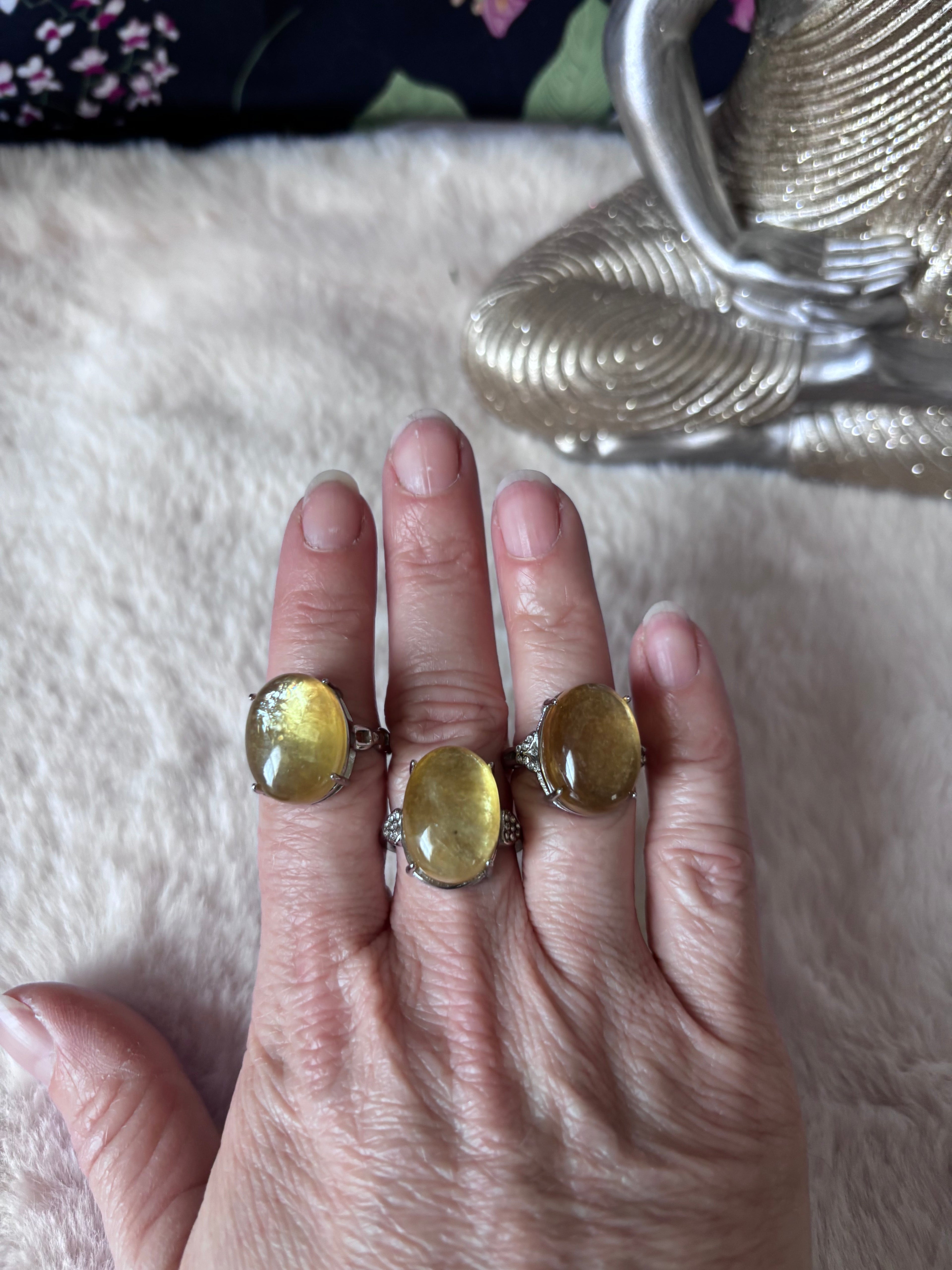 Golden Lepidolite Ring
