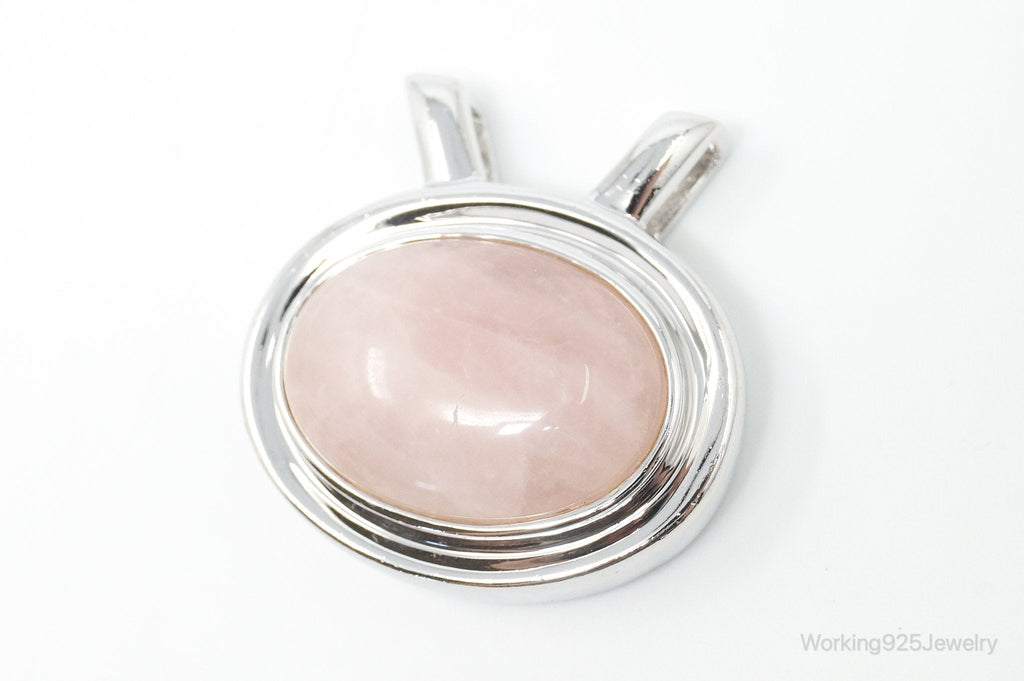 Large Vintage Designer Rose Quartz Sterling Silver Necklace Pendant | Jewelry > Necklaces > Pendants | Wiccan Center