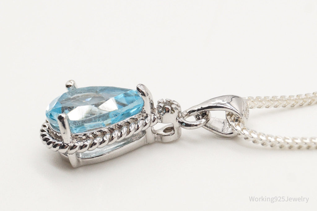Vintage Designer DBJ Blue Topaz Diamond Sterling Silver Adjustable Necklace | Jewelry > Necklaces > Pendants | Wiccan Center