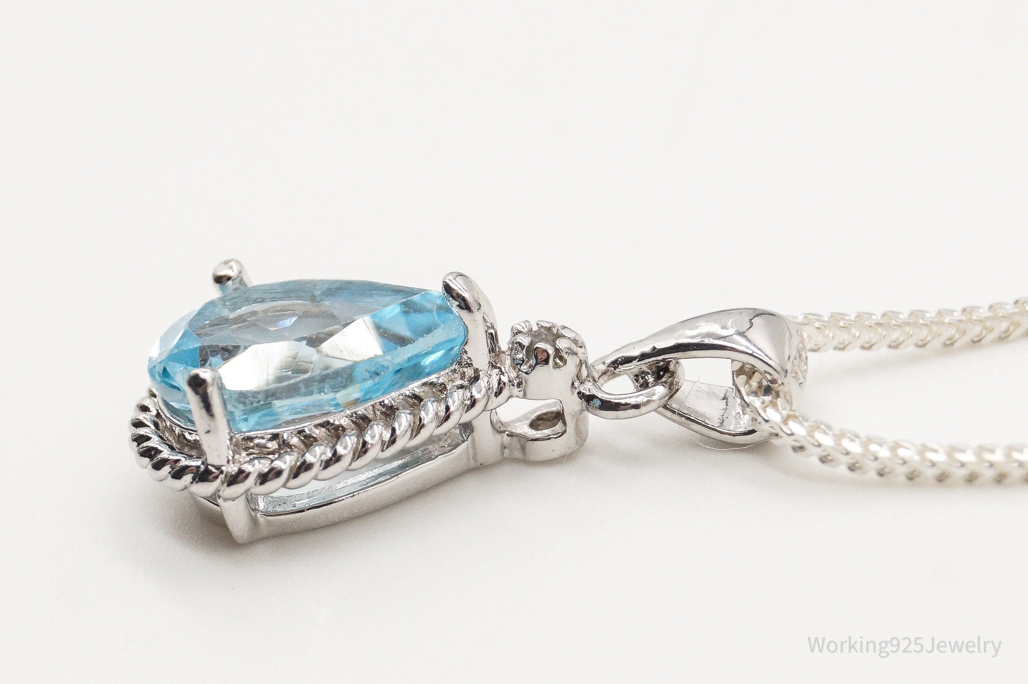 Vintage Designer DBJ Blue Topaz Diamond Sterling Silver Adjustable Necklace | Jewelry > Necklaces > Pendants | Wiccan Center
