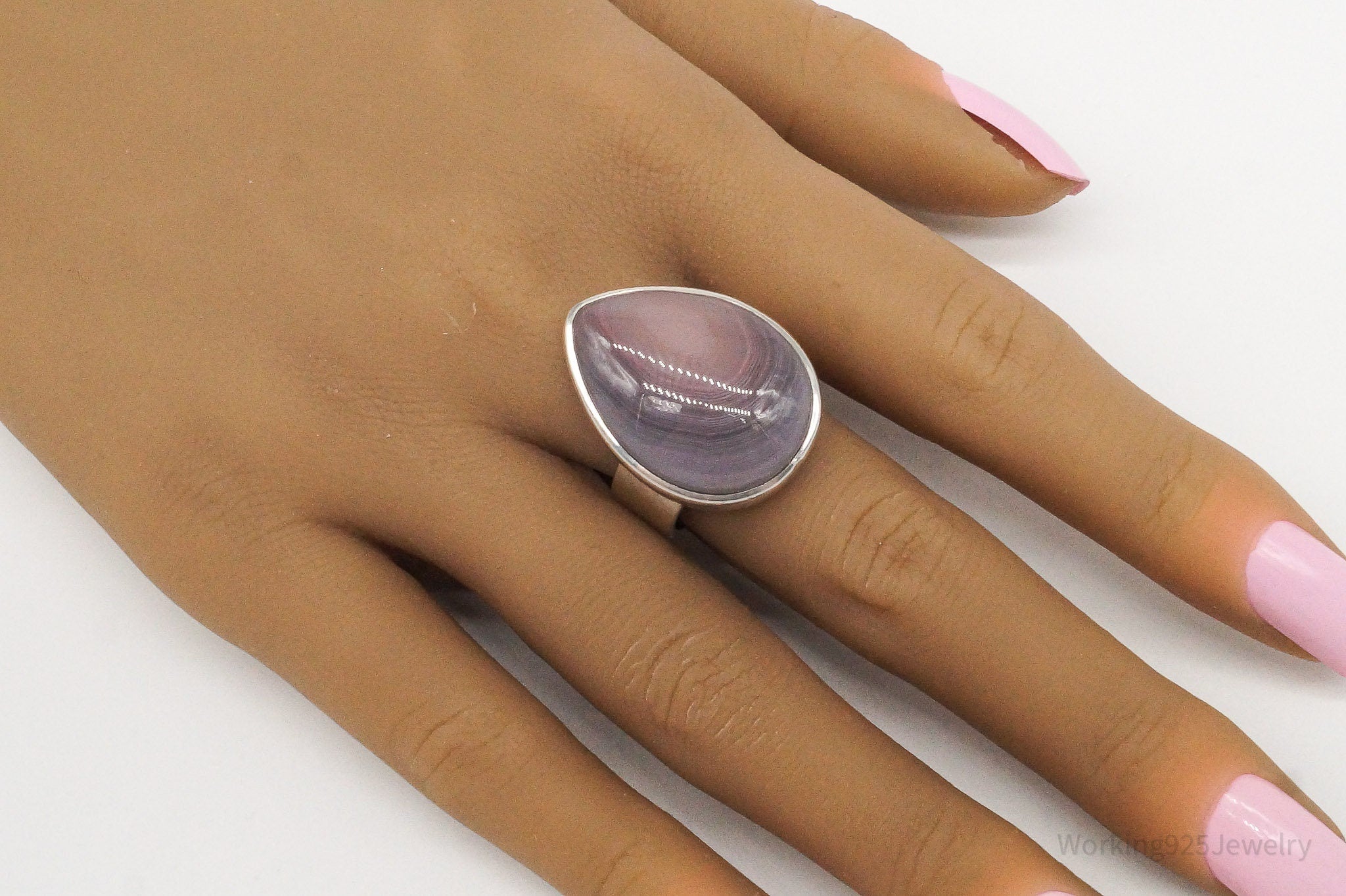 Vintage Lace Agate Sterling Silver Ring - Size 8.5 Adjustable | Jewelry > Rings | Wiccan Center