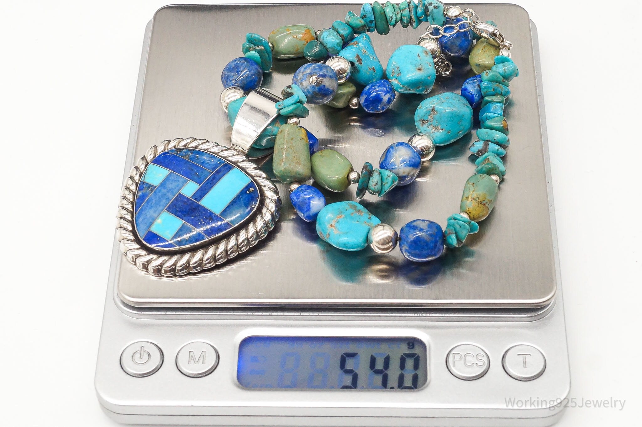 Vintage Carolyn Pollack Relios Turquoise Lapis Lazuli Sterling Silver Necklace | Jewelry > Necklaces | Wiccan Center