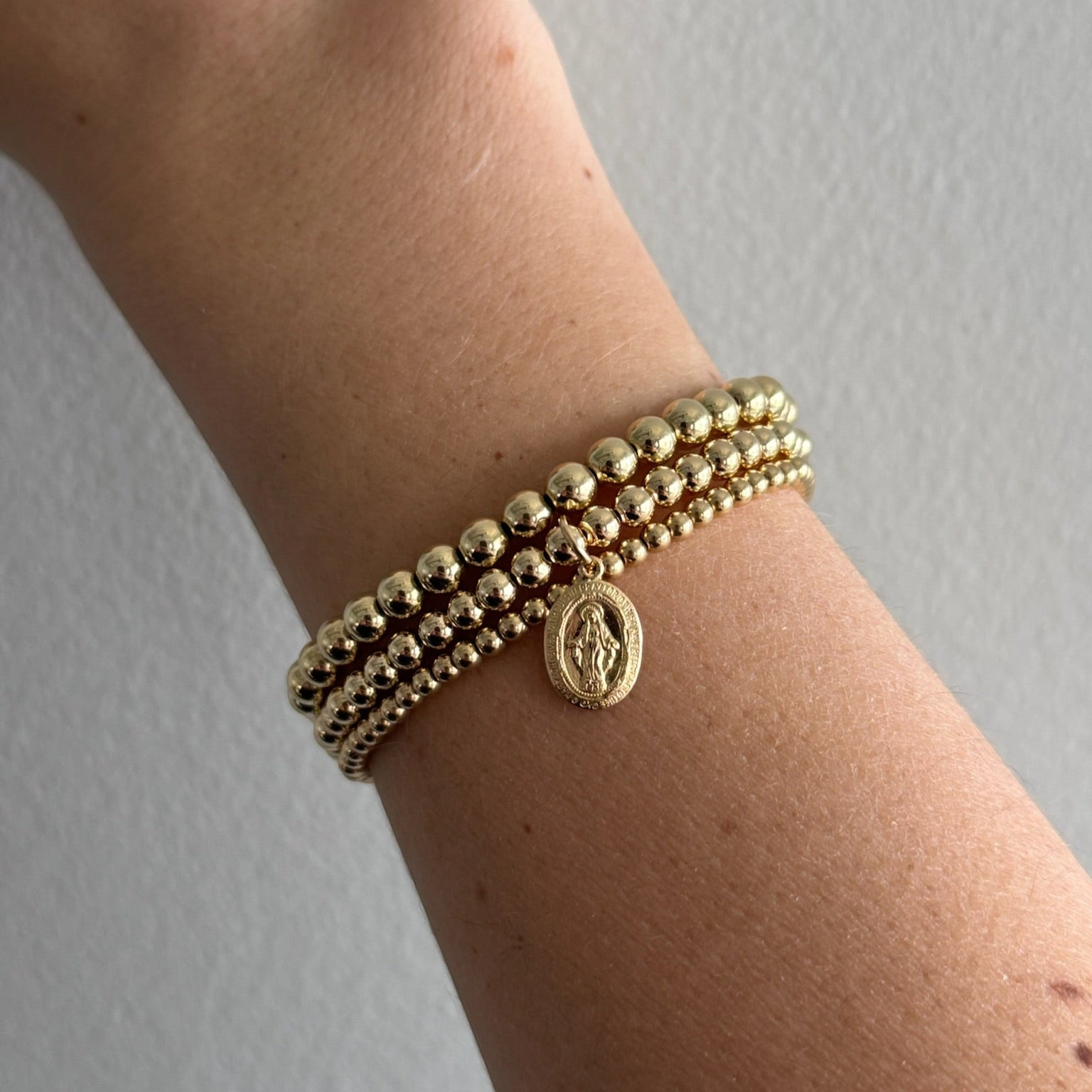 blessed mary juno bracelet triple stack (3+4+5mm) | | Wiccan Center