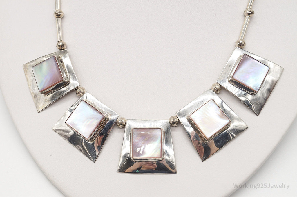 Vintage Native America Pink Mother Of Pearl Silver Necklace | Jewelry > Necklaces > Pendants | Wiccan Center