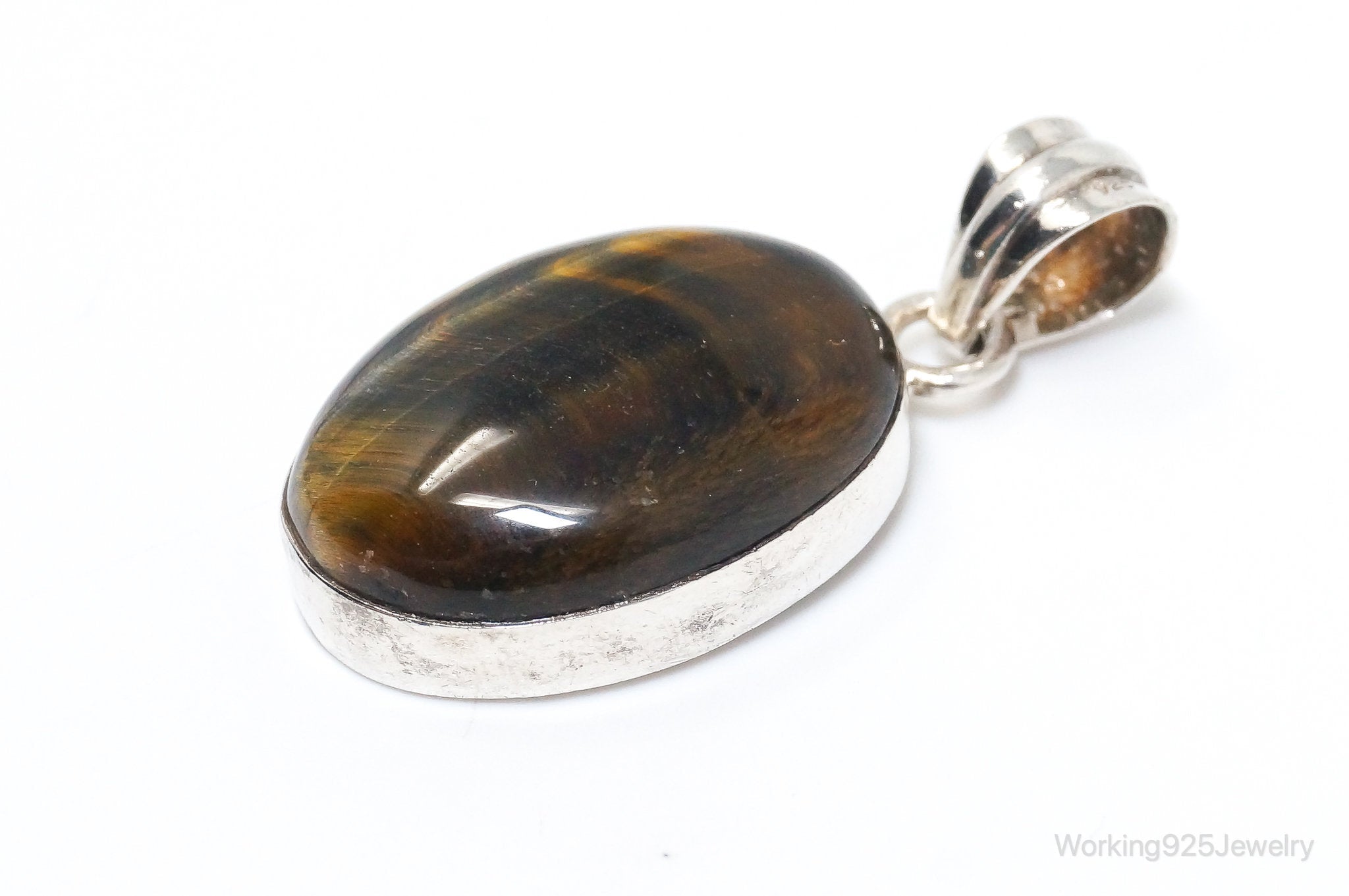 Vintage Large Tigers Eye Southwestern Style Sterling Silver Pendant | Jewelry > Necklaces > Pendants | Wiccan Center