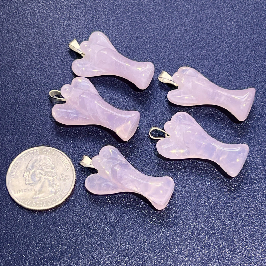 Pink Angel Rose Quartz Crystal Pendant (Silver Bail) | Jewelry > Necklaces > Crystal Necklaces | Wiccan Center