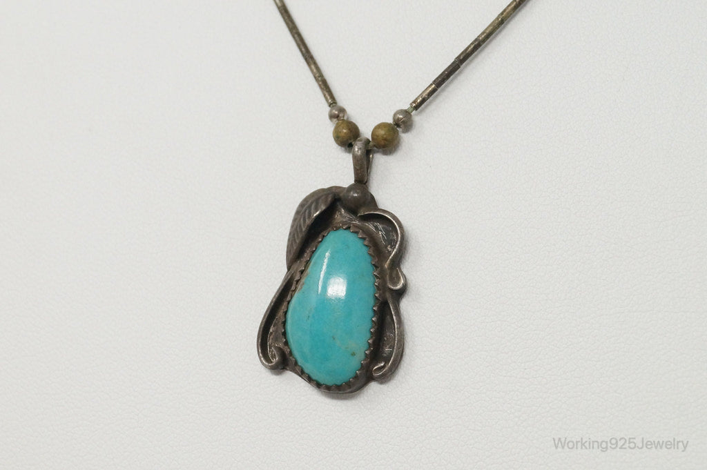 Vintage Native American Unsigned Turquoise Sterling Silver Necklace | Jewelry > Necklaces > Pendants | Wiccan Center