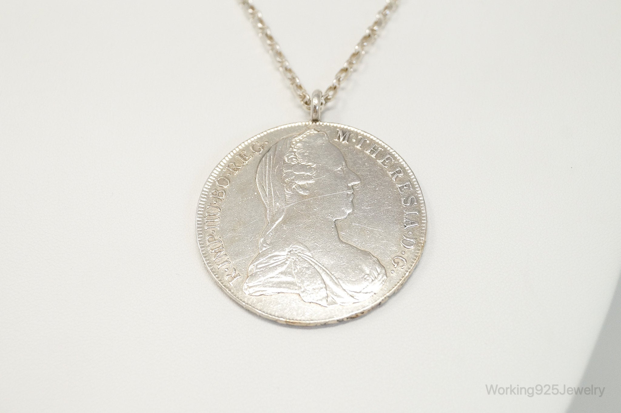 Antique 1780 M. Theresia Austrian Silver Thaler Coin Necklace | Jewelry > Necklaces > Pendants | Wiccan Center