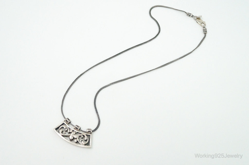 Vintage Silpada Retired Floral Curved Bar Slide Sterling Silver Necklace | Jewelry > Necklaces > Pendants | Wiccan Center