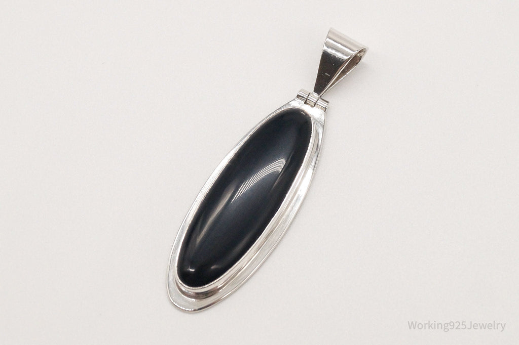 Large Vintage Mexico CII Black Onyx Sterling Silver Pendant | Jewelry > Necklaces > Pendants | Wiccan Center
