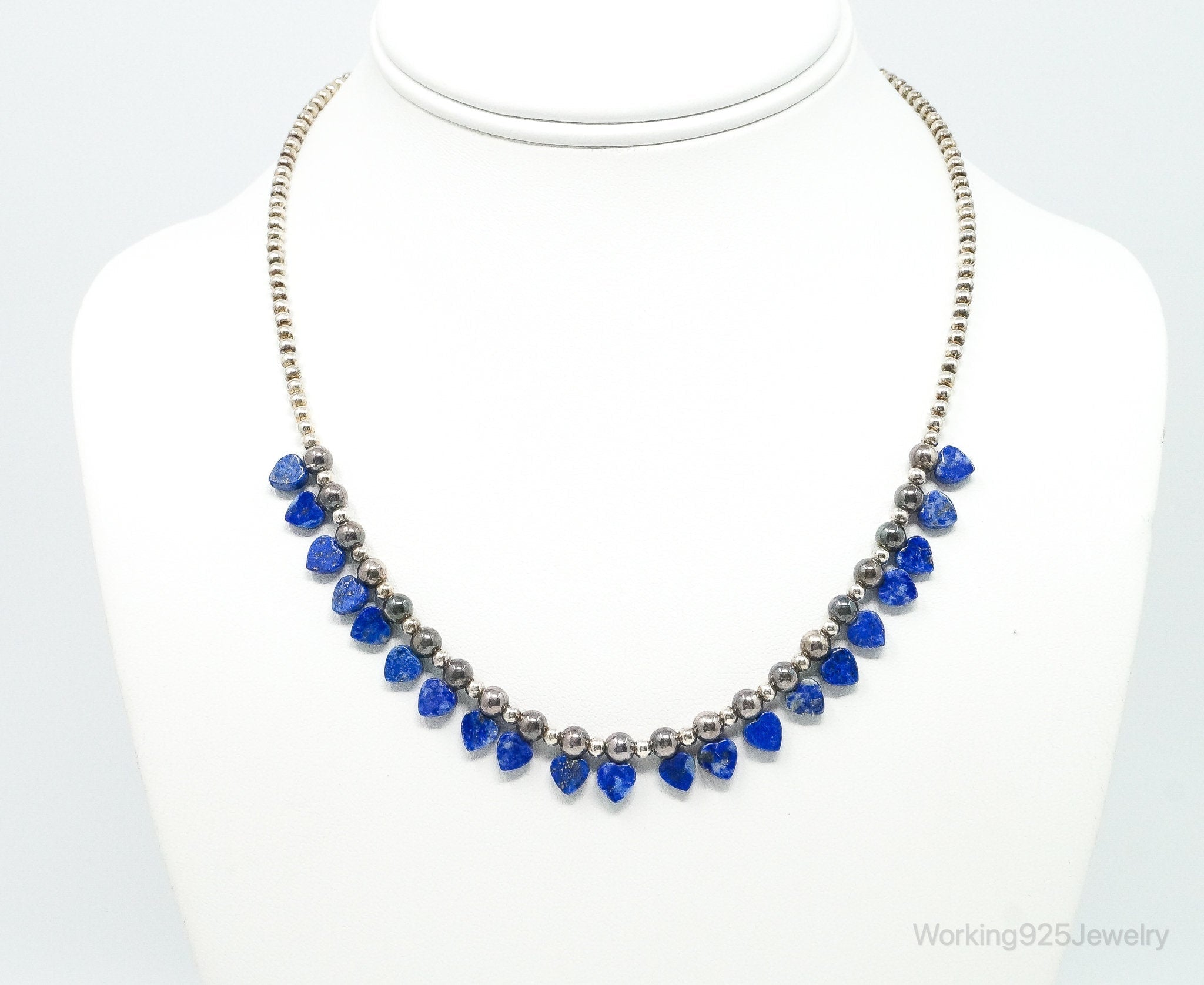 Vintage Native American QT Lapis Lazuli Bead Sterling Silver Necklace | Jewelry > Necklaces | Wiccan Center