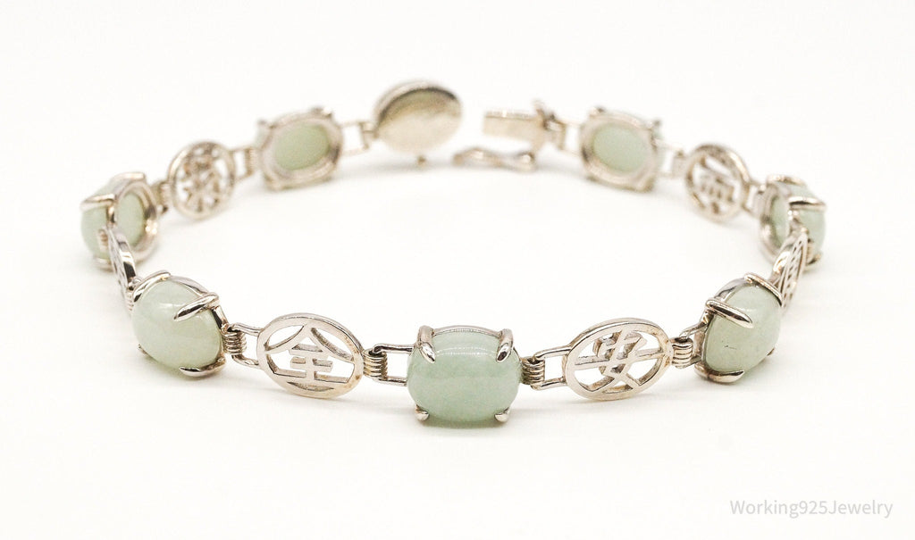Vintage Jade Good Fortune Sterling Silver Bracelet | Jewelry > Bracelets | Wiccan Center