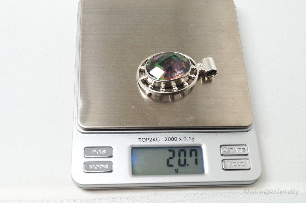 Vintage Large Mystic Topaz Sterling Silver Necklace Pendant | Jewelry > Necklaces > Pendants | Wiccan Center