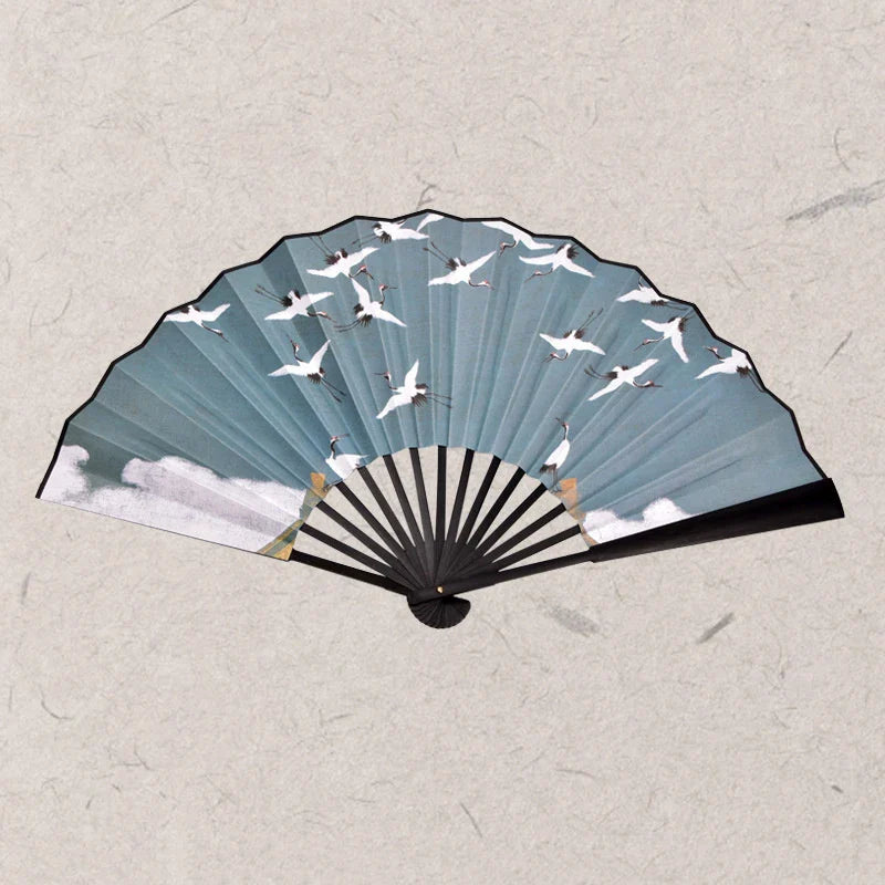 Vintage Bamboo & Silk Folding Hand Fan – Art Floral Design | Fans | Wiccan Center