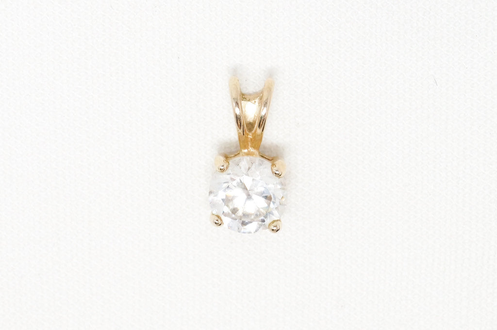 Vintage Gold Vermeil Cubic Zirconia Stone Sterling Silver Necklace Pendant | Jewelry > Necklaces > Pendants | Wiccan Center
