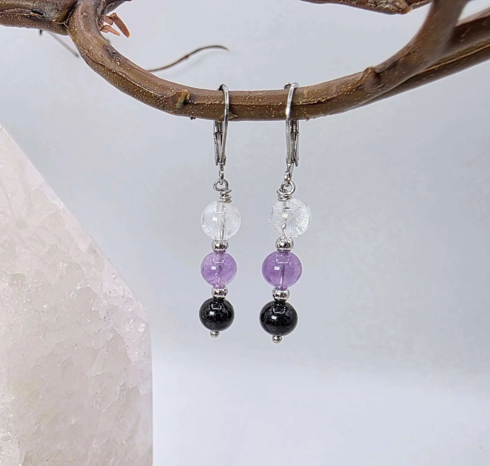 SACRED SPACE -Clear Quartz, Amethyst, Black Onyx Jewelry Set | Jewelry Set | Wiccan Center