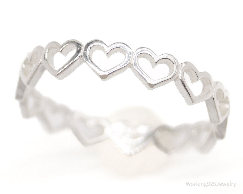 Vintage STE BEE Open Hearts Pattern Sterling Silver Band Ring - Size 8.75 | Jewelry > Rings | Wiccan Center