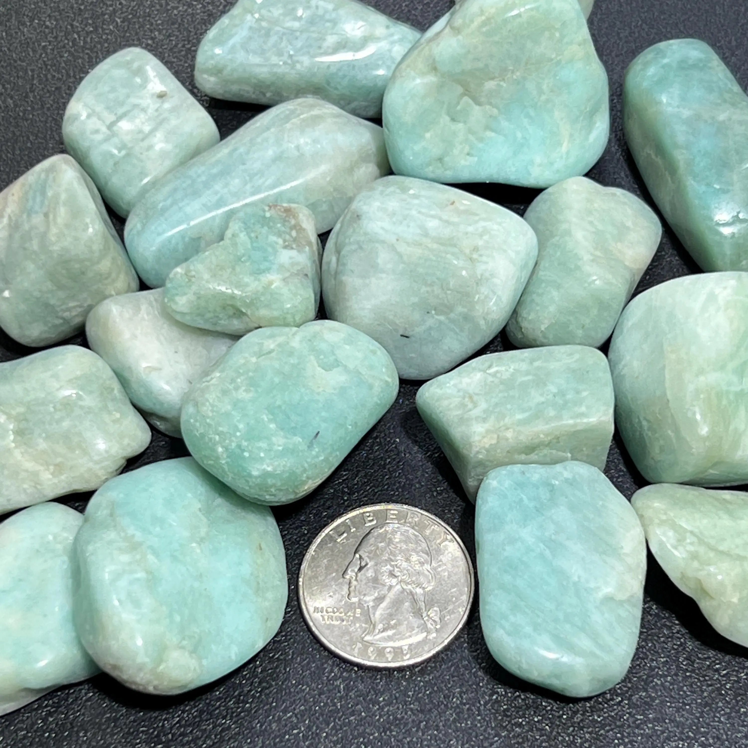 Amazonite Feldspar Tumbled Stones (By The Piece Or Pound) | Home & Living > Home Decor > Home Accents > Rocks & Geodes | Wiccan Center