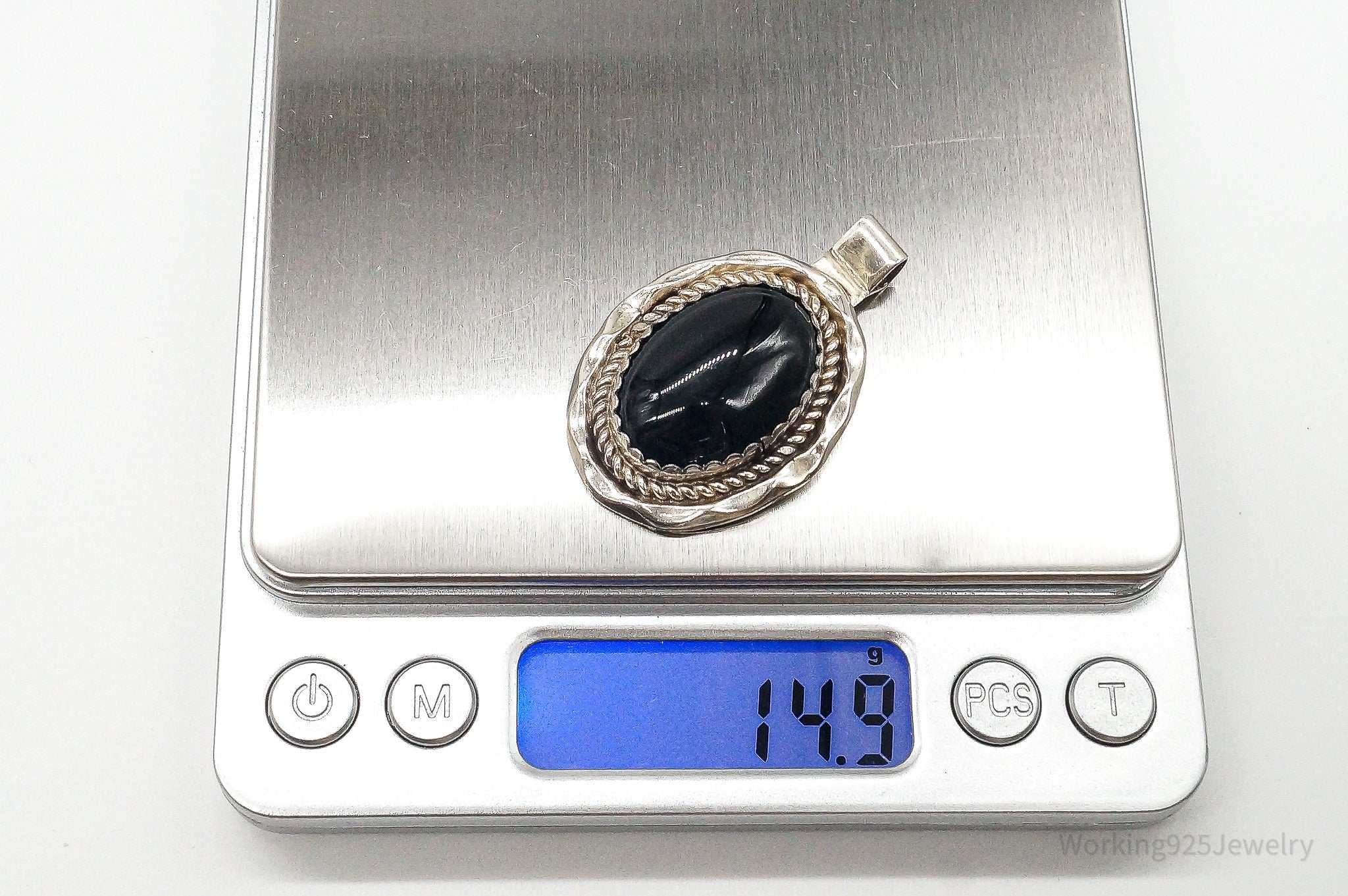 Large Vintage Native American Black Onyx Sterling Silver Pendant | Jewelry > Necklaces > Pendants | Wiccan Center