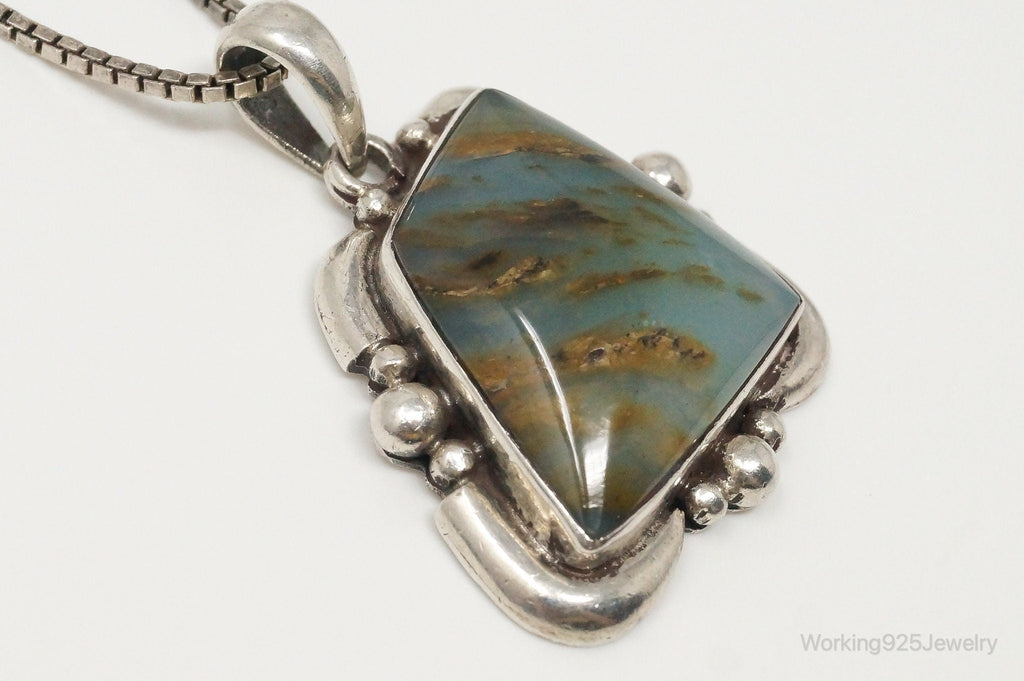 Vintage Large Aqua Chalcedony Sterling Silver Necklace | Jewelry > Necklaces > Pendants | Wiccan Center