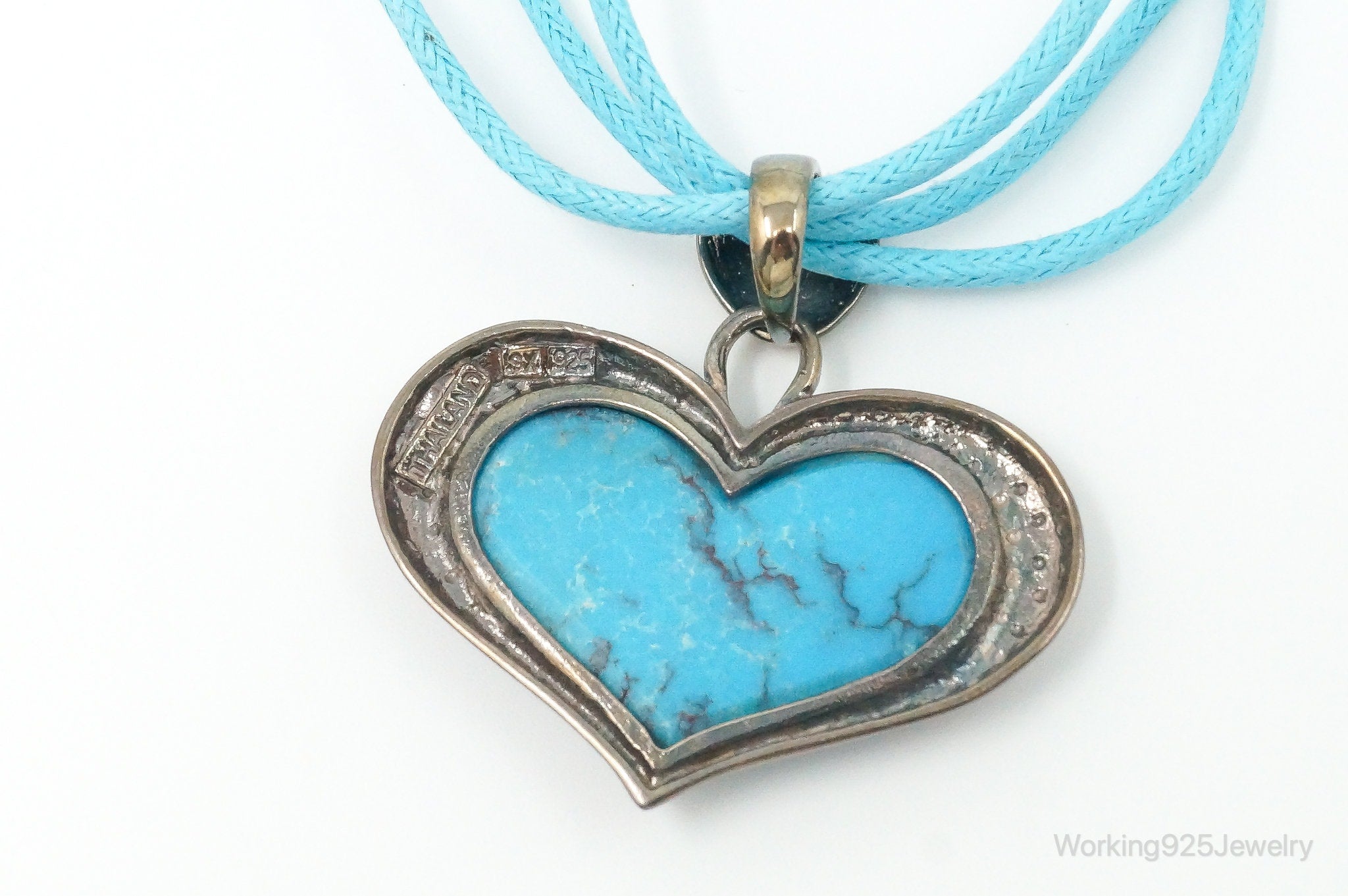 Designer SX Turquoise Heart Sterling Silver Cord Necklace | Jewelry > Necklaces > Pendants | Wiccan Center