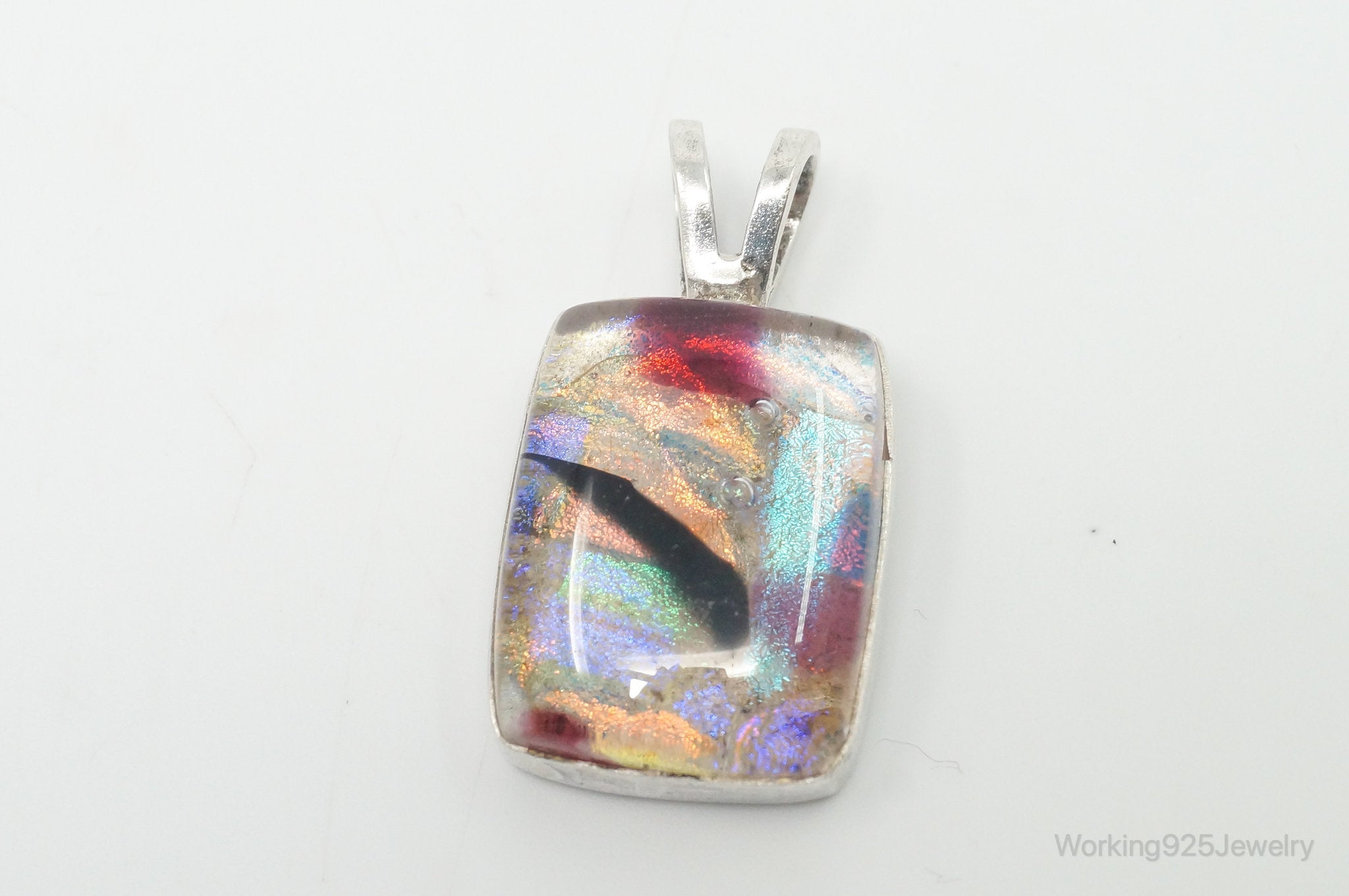 Vintage Large Art Glass Sterling Silver Necklace Pendant | Jewelry > Necklaces > Pendants | Wiccan Center