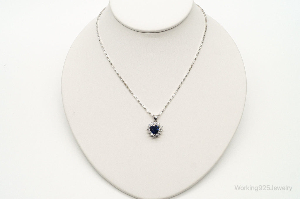 Blue Lab Sapphire Cubic Zirconia Heart Sterling Silver Necklace | Jewelry > Necklaces > Pendants | Wiccan Center