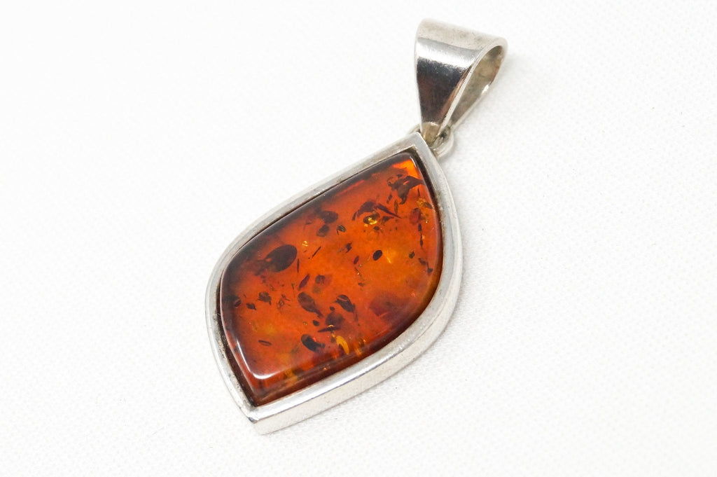 Vintage Amber Modernist Sterling Silver Necklace Pendant | Jewelry > Necklaces > Pendants | Wiccan Center