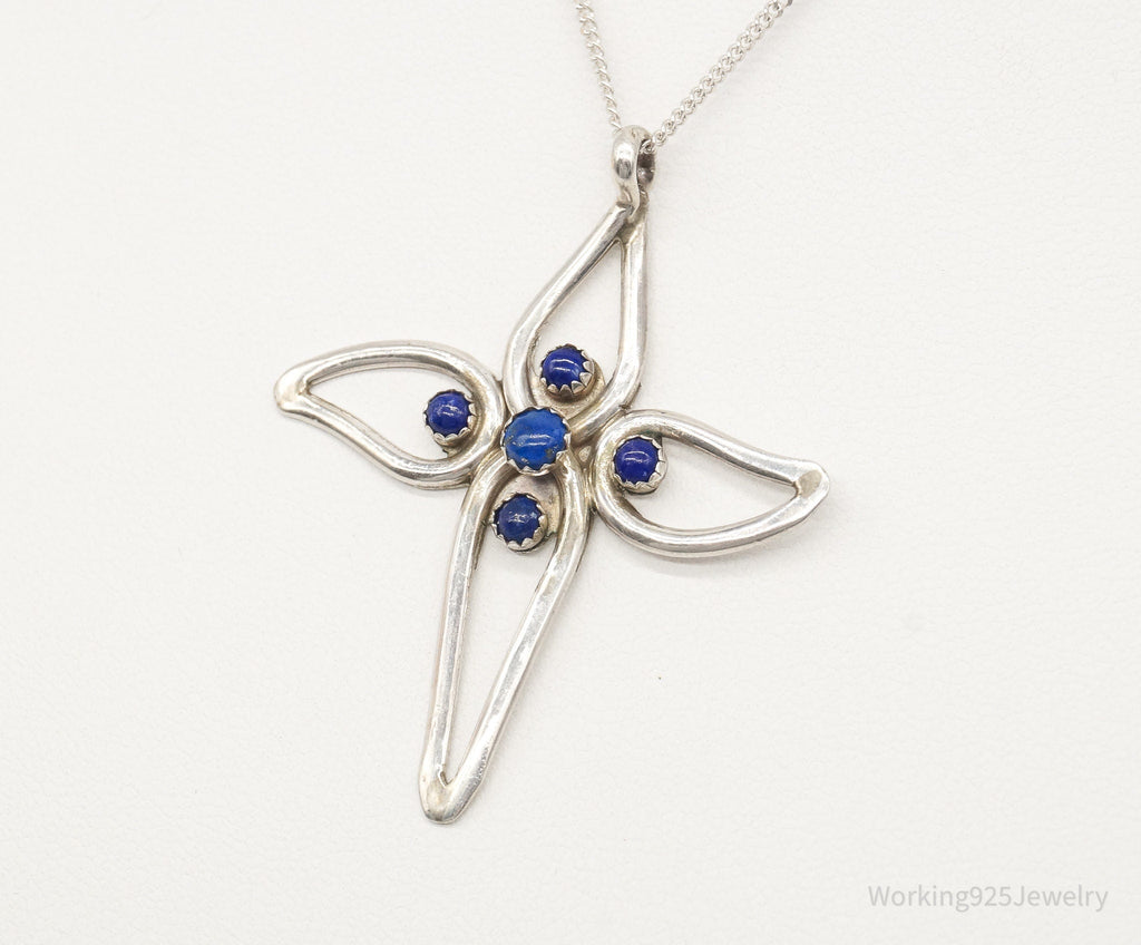 Vintage Native American FY Lapis Lazuli Sterling Silver Cross Necklace | Jewelry > Necklaces > Pendants | Wiccan Center
