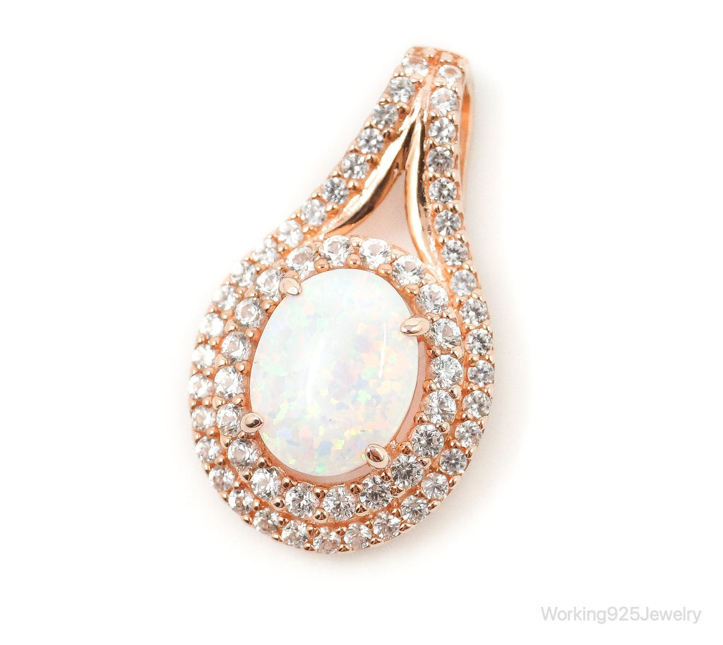 Opal Cubic Zirconia Rose Gold Vermeil Sterling Silver Necklace Pendant | Jewelry > Necklaces > Pendants | Wiccan Center