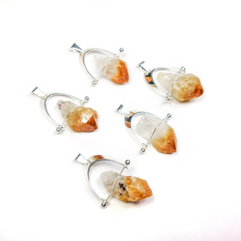 Citrine Crystal Point Pendant (Silver Plated Wire Wrapped) | Craft Supplies & Tools > Beads, Gems & Cabochons > Charms & Pendants > Pendants | Wiccan Center