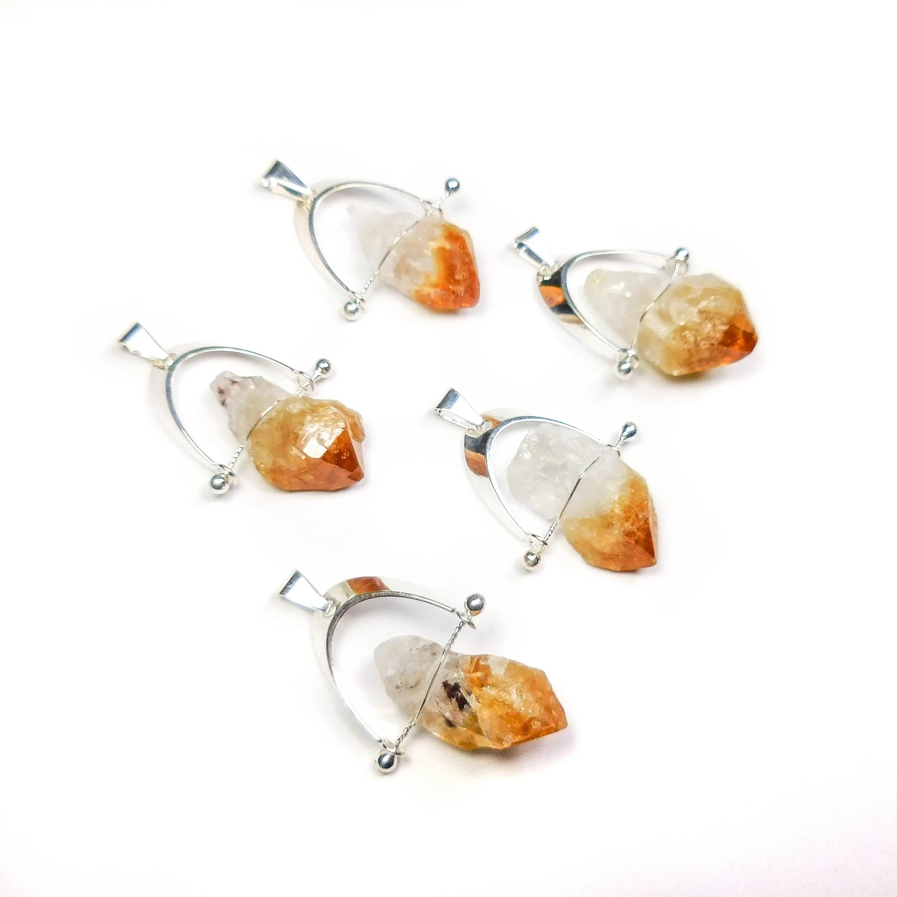 Citrine Crystal Point Pendant (Silver Plated Wire Wrapped) | Craft Supplies & Tools > Beads, Gems & Cabochons > Charms & Pendants > Pendants | Wiccan Center