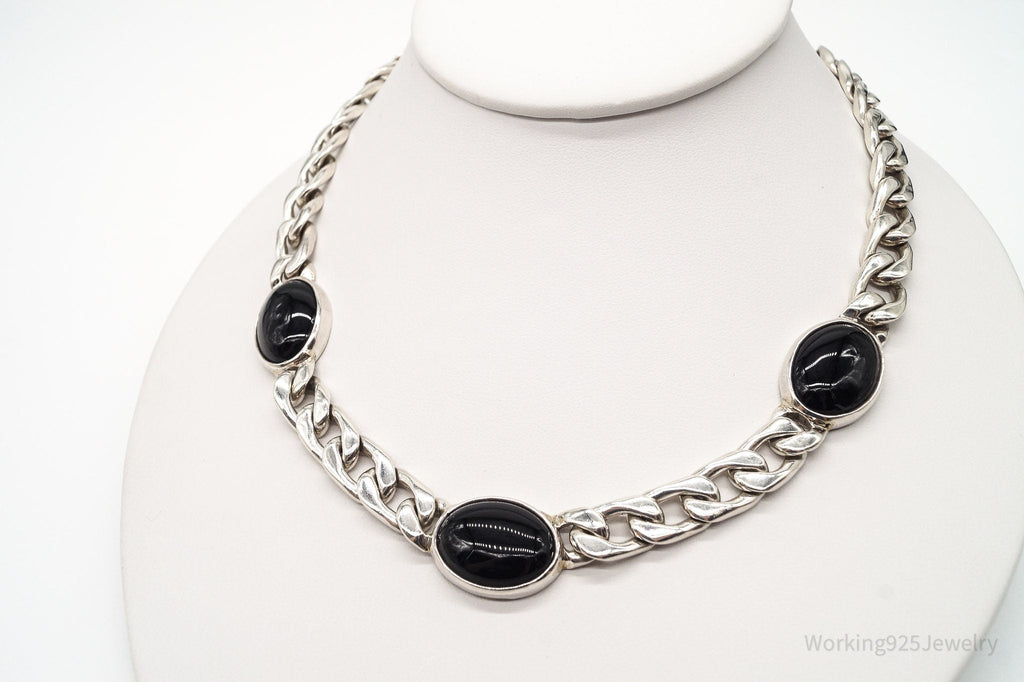 Vintage Black Onyx Curb Chain Sterling Silver Necklace | Jewelry > Necklaces > Pendants | Wiccan Center
