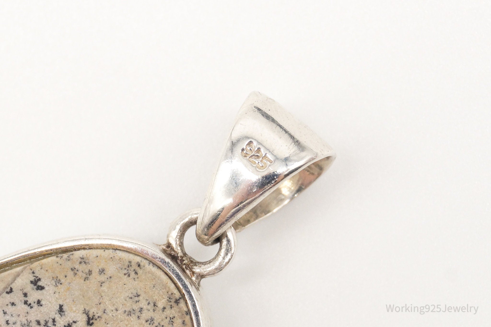 Vintage Long Dendrite Jasper Sterling Silver Pendant | Jewelry > Necklaces > Pendants | Wiccan Center