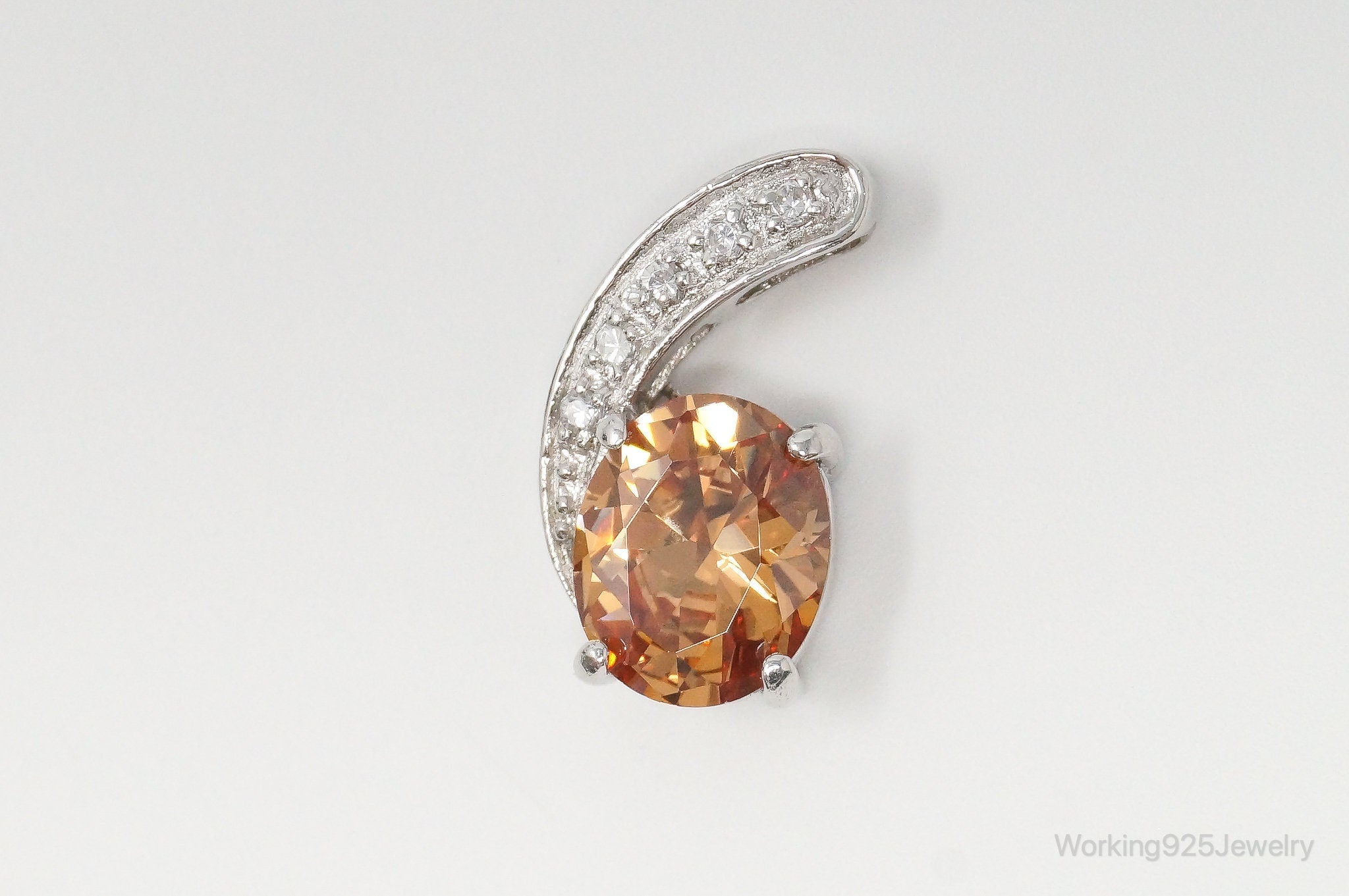 Vintage Art Deco Citrine Cubic Zirconia Sterling Silver Pendant | Jewelry > Necklaces > Pendants | Wiccan Center