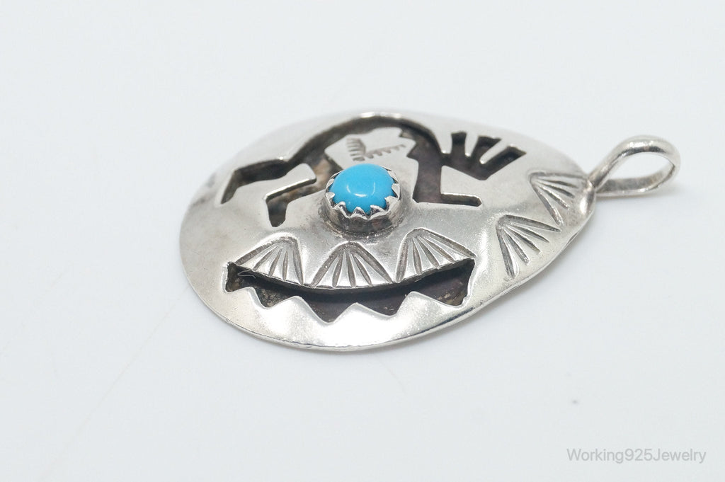 Vintage Handmade Native American Kokopelli Turquoise Sterling Silver Pendant | Jewelry > Necklaces > Pendants | Wiccan Center