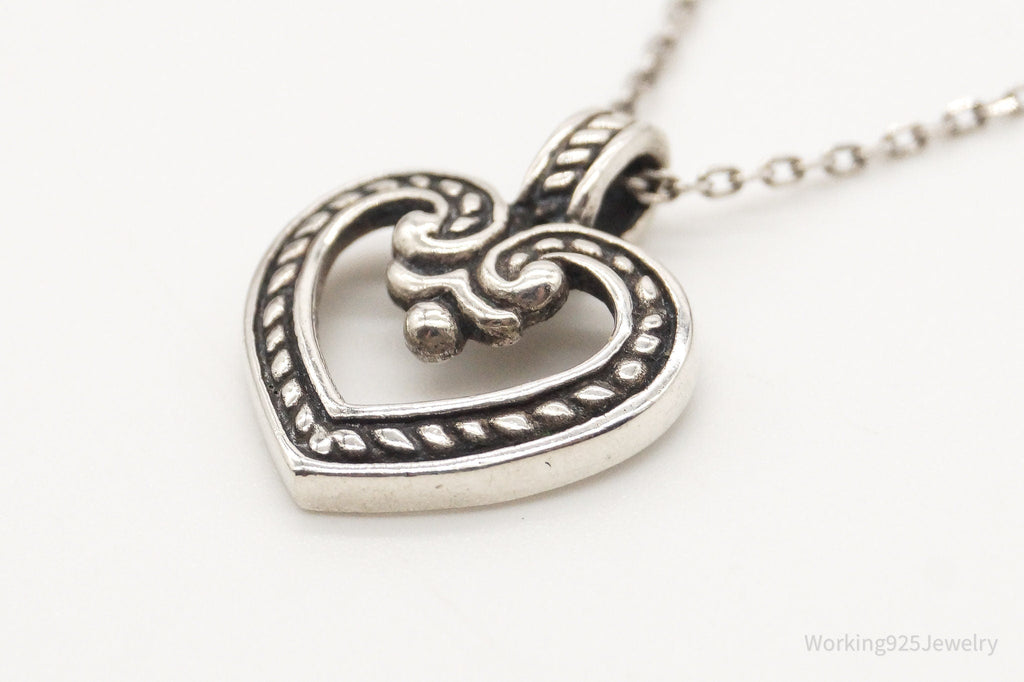 Vintage Designer ATI Art Deco Open Heart Sterling Silver Necklace | Jewelry > Necklaces > Pendants | Wiccan Center