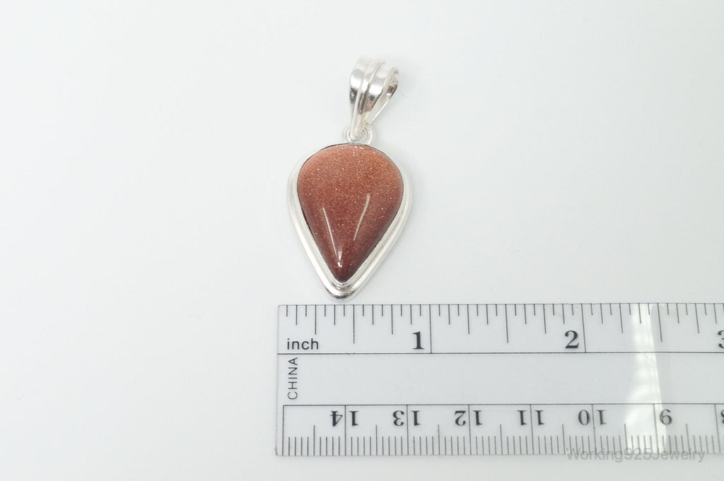 Vintage Large Goldstone Sterling Silver Southwestern Necklace Pendant | Jewelry > Necklaces > Pendants | Wiccan Center