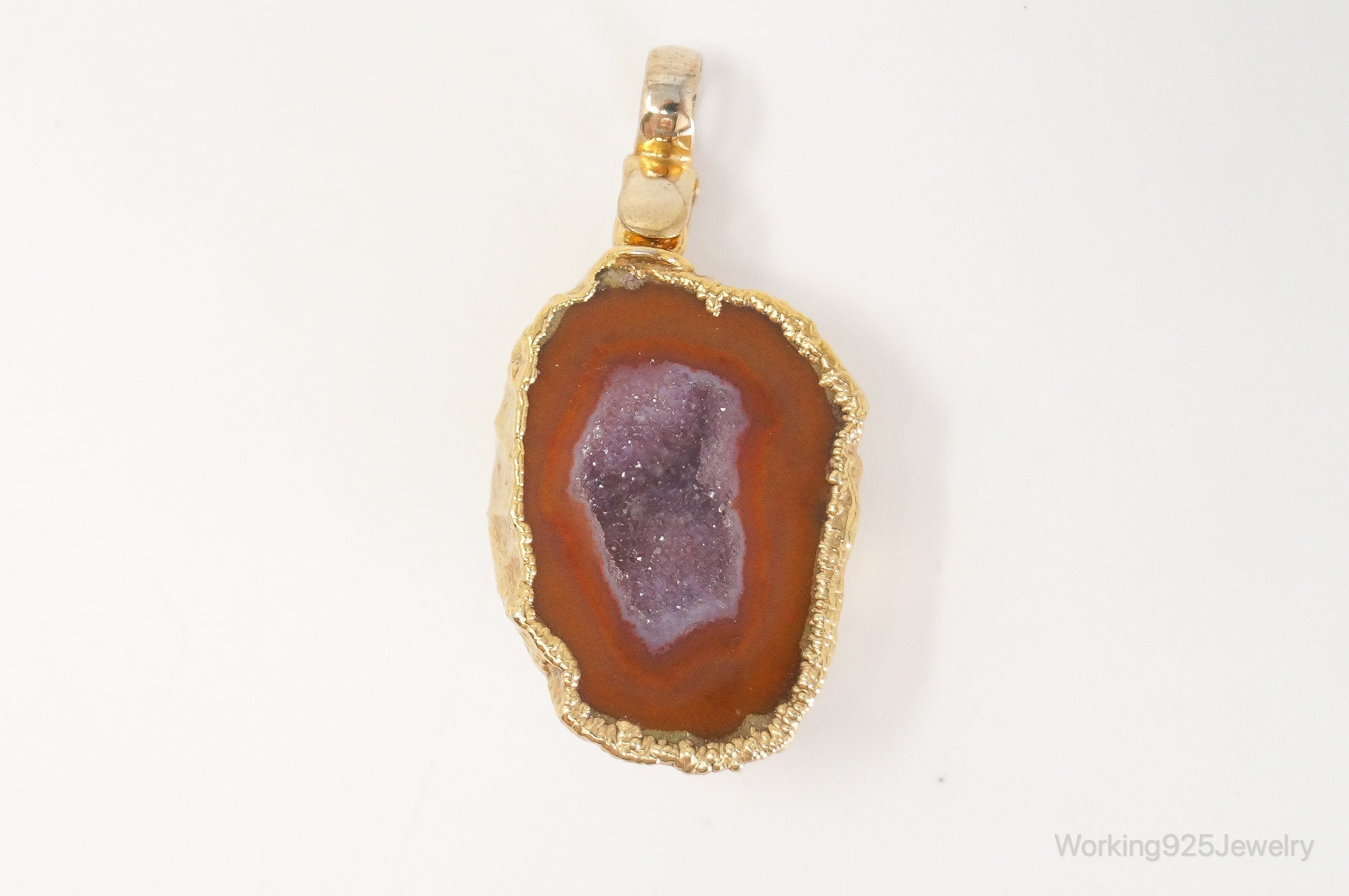 Vintage Druzy Agate Geode Gold Vermeil Sterling Silver Necklace Pendant | Jewelry > Necklaces > Pendants | Wiccan Center