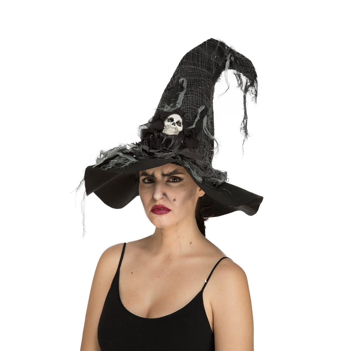 Black Wicked Witch Hat with Skull Adult | Costume | Wiccan Center