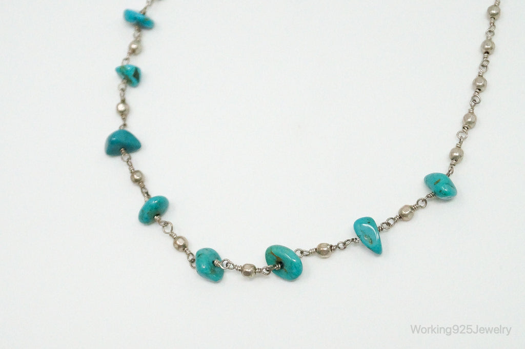 Vintage Native American Turquoise Sterling Silver Bead Necklace | Jewelry > Necklaces > Pendants | Wiccan Center