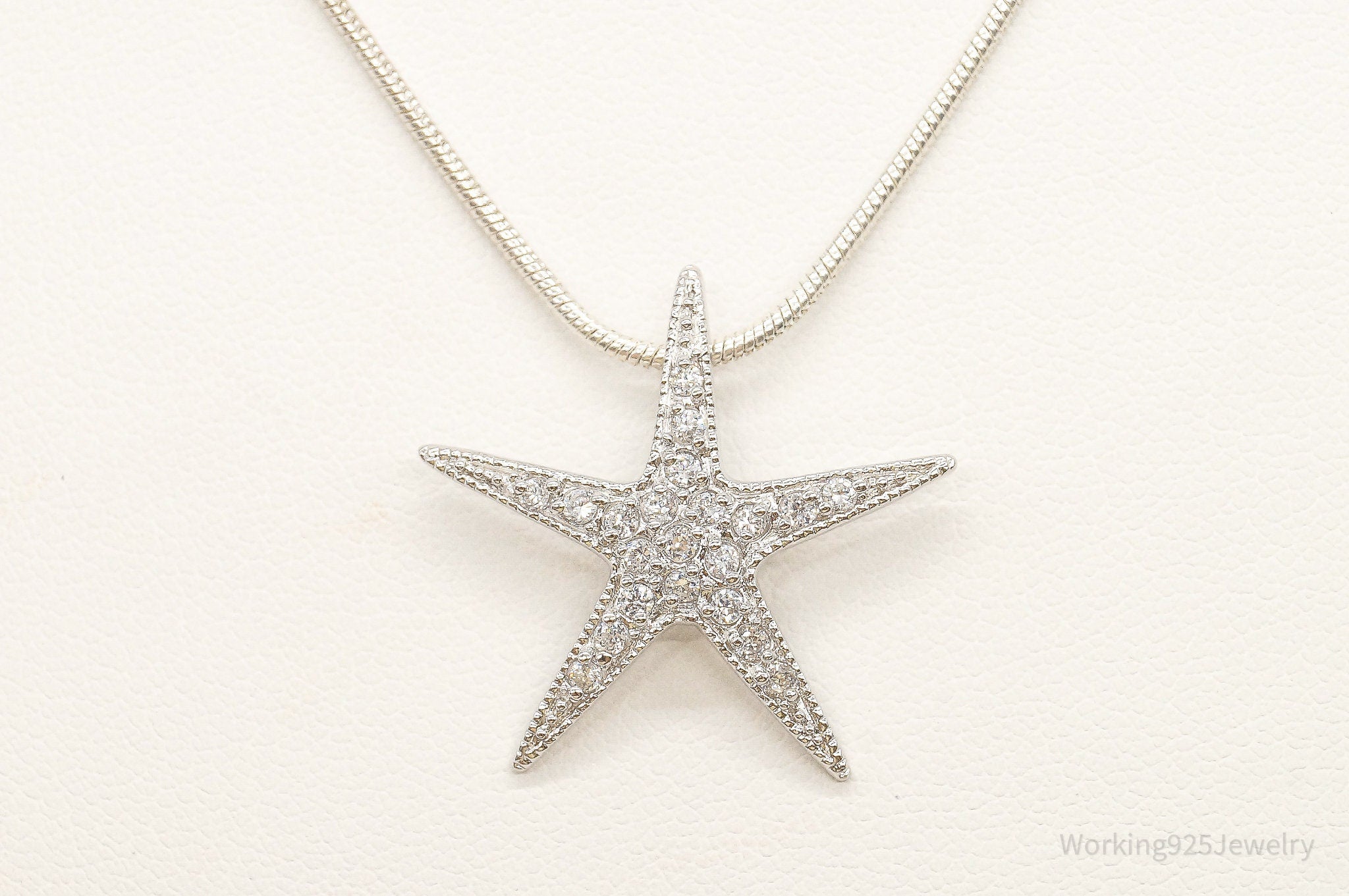 Cubic Zirconia Starfish Sterling Silver Necklace | Jewelry > Necklaces > Pendants | Wiccan Center