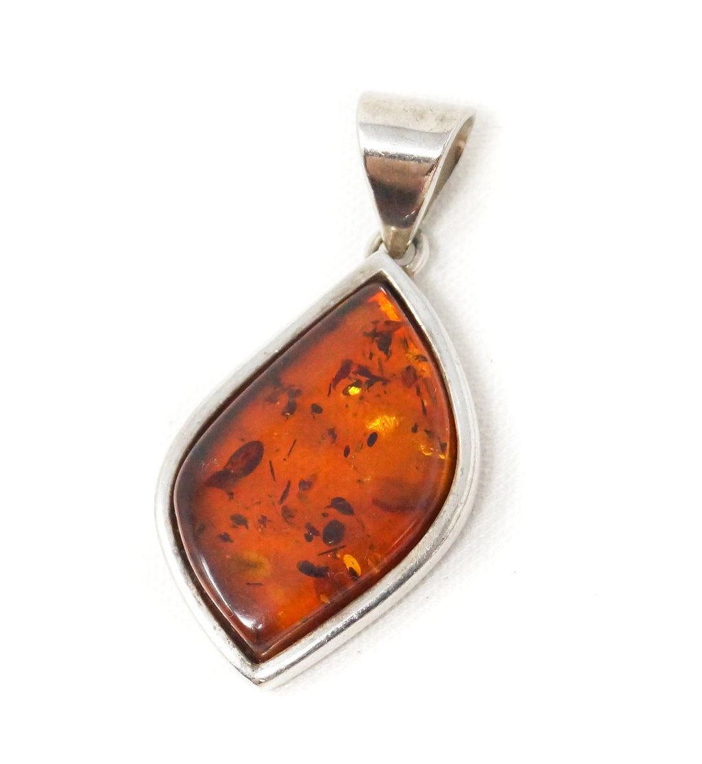 Vintage Amber Modernist Sterling Silver Necklace Pendant | Jewelry > Necklaces > Pendants | Wiccan Center