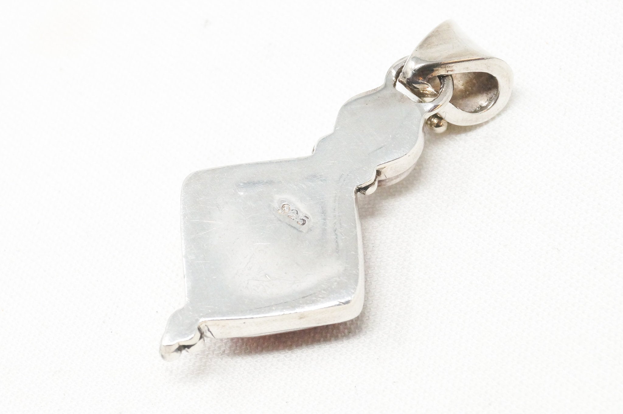Vintage Chinese Carved Synthetic Coral Pearl Sterling Silver Necklace Pendant | Jewelry > Necklaces > Pendants | Wiccan Center