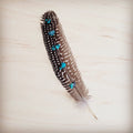Spotted Turkey Feather Hat Accent w/ Turquoise Stones 954v | Hat Band | Wiccan Center