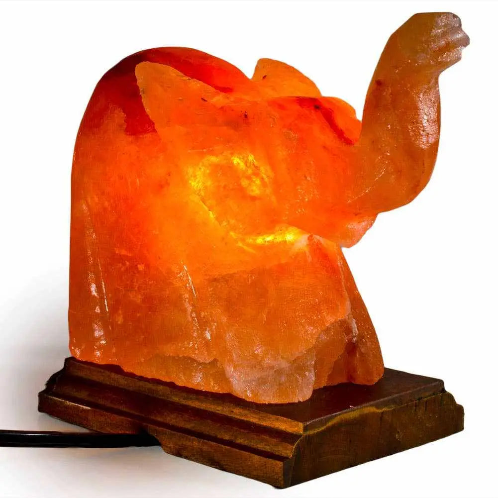 Elephant Shaped Salt Lamp - 9" avg. - Cord, Bulb, Dimmer | Lamp | Wiccan Center