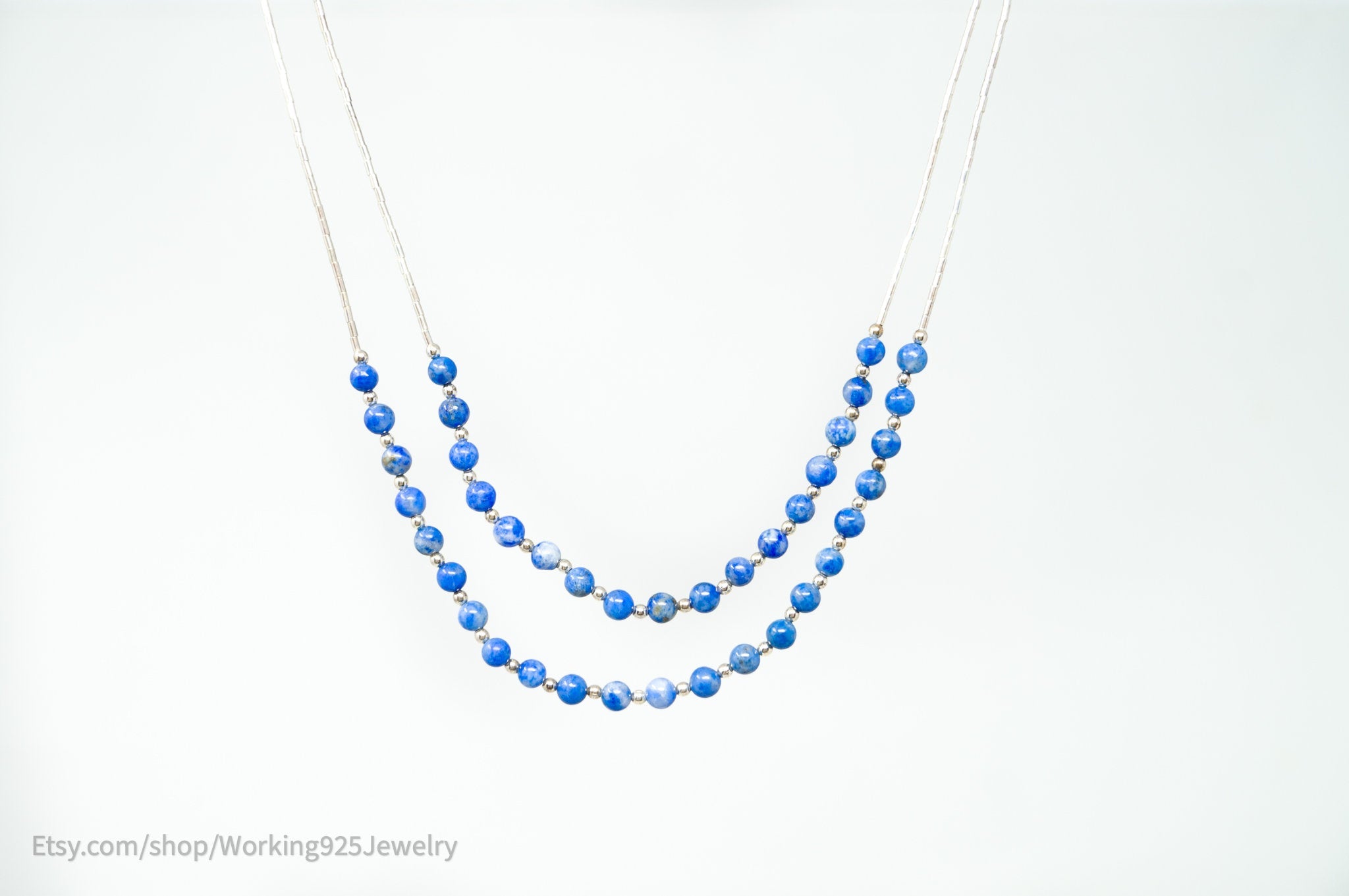 Vtg Designer Carolyn Pollack Relios Lapis Lazuli Bead Sterling Silver Necklace | Jewelry > Necklaces | Wiccan Center